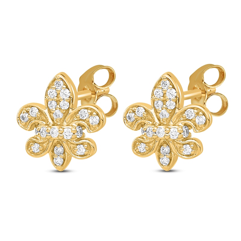 Main Image 2 of Fleur De Lys Stud Earrings 14K Yellow Gold