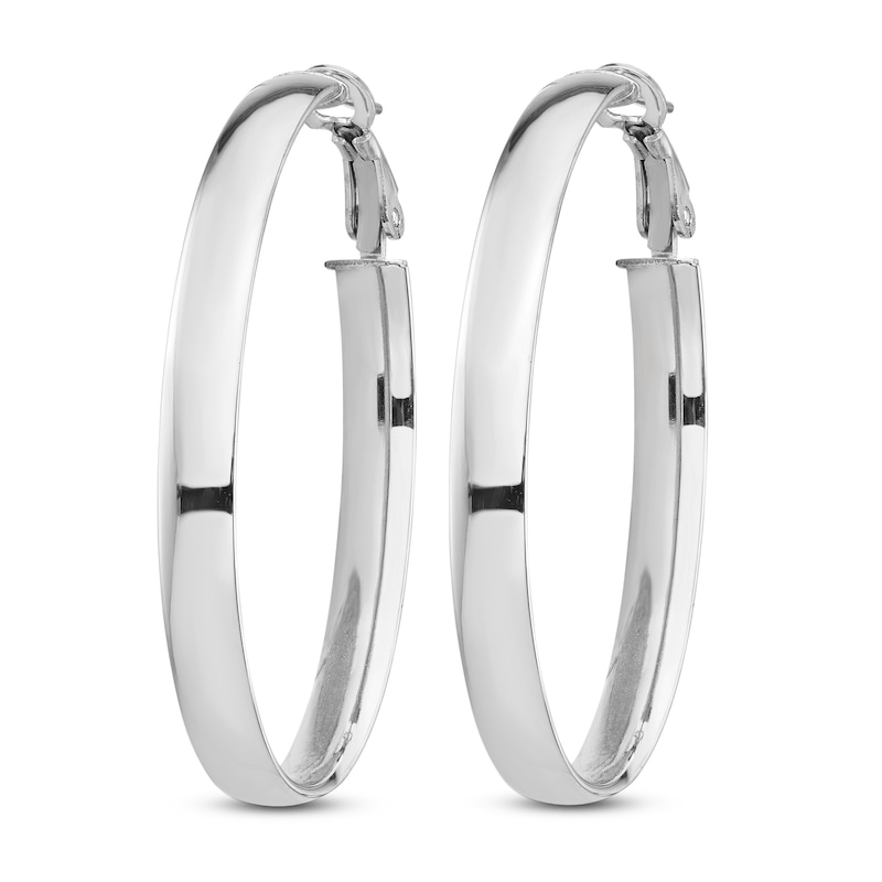 Main Image 2 of Oval Hoop Earrings 14K White Gold