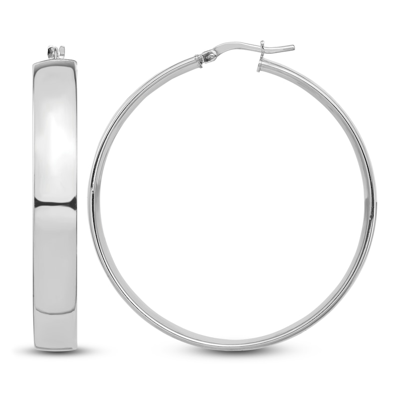 Main Image 1 of Wide Hoop Earrings 14K White Gold 40mm