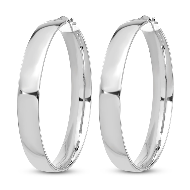 Main Image 2 of Wide Hoop Earrings 14K White Gold 40mm
