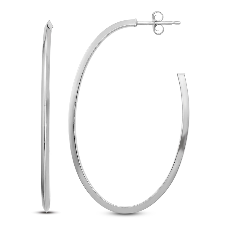 Main Image 1 of Oval Dangle Earrings 14K White Gold