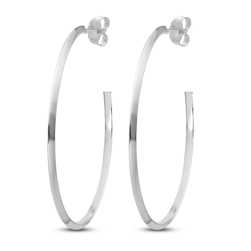 Main Image 2 of Oval Dangle Earrings 14K White Gold