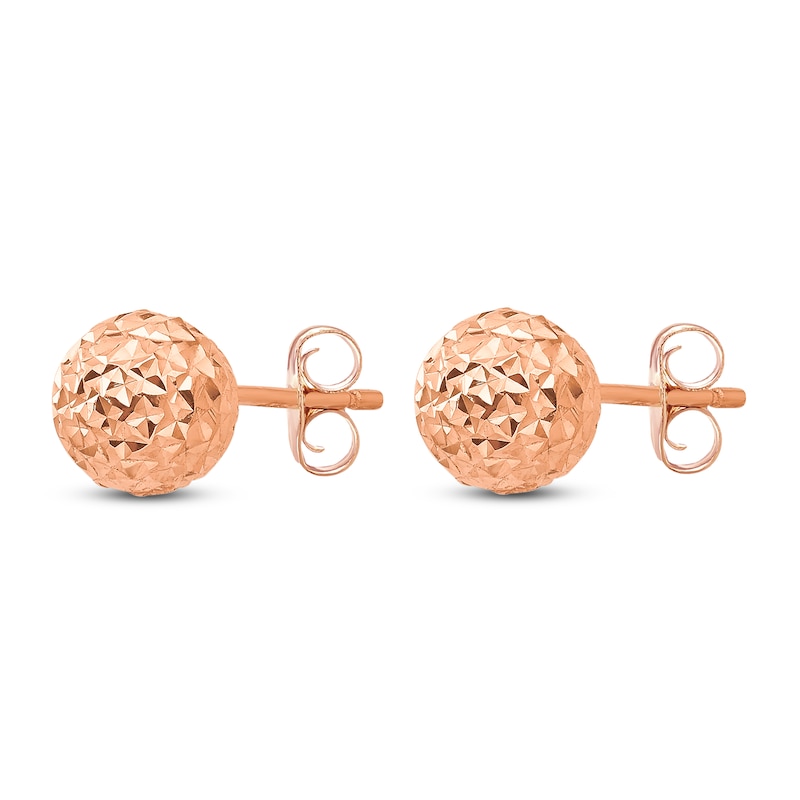 Main Image 2 of Diamond-Cut Ball Earrings 14K Rose Gold