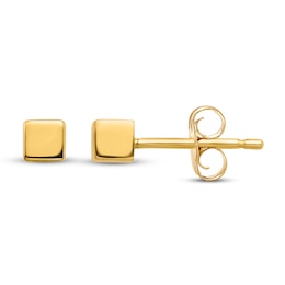 Square Stud Earrings 14K Yellow Gold