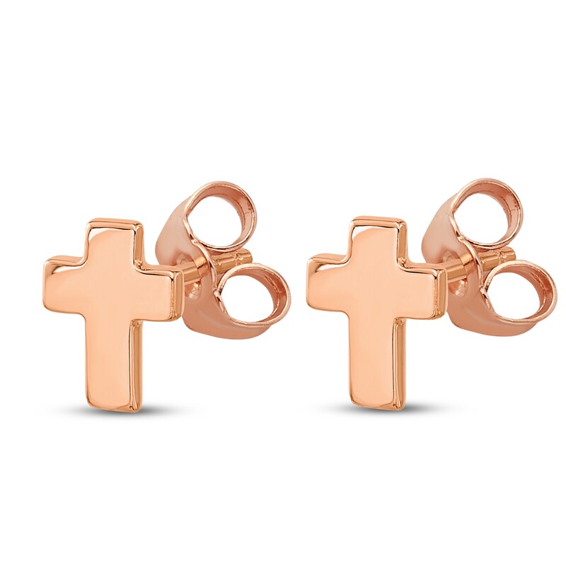 Main Image 2 of Cross Stud Earrings 14K Rose Gold