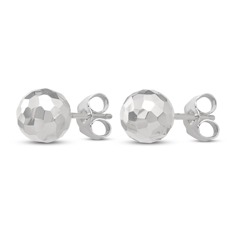 Main Image 2 of Diamond-Cut Ball Stud Earrings 14K White Gold