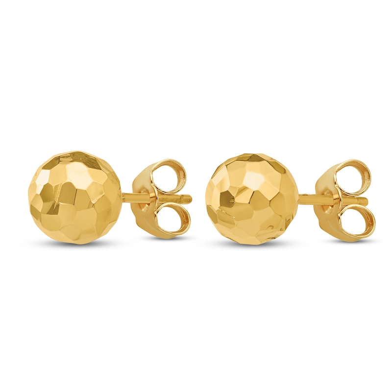 Main Image 2 of Diamond-Cut Ball Stud Earrings 14K Yellow Gold