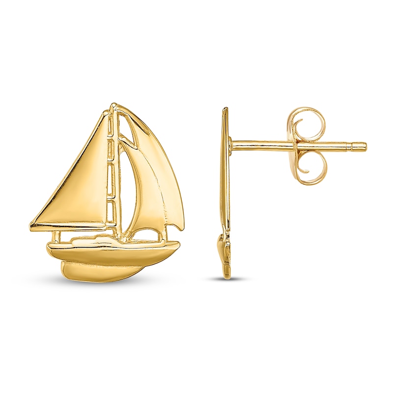 Main Image 1 of Sailboat Stud Earrings 14K Yellow Gold