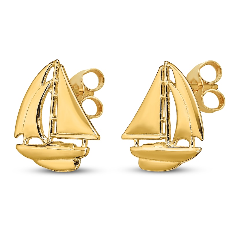 Main Image 2 of Sailboat Stud Earrings 14K Yellow Gold
