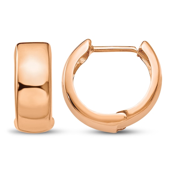 Hinged Huggie Hoop Earrings 14K Rose Gold 15mm