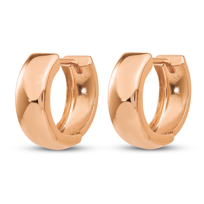 Hinged Huggie Hoop Earrings 14K Rose Gold