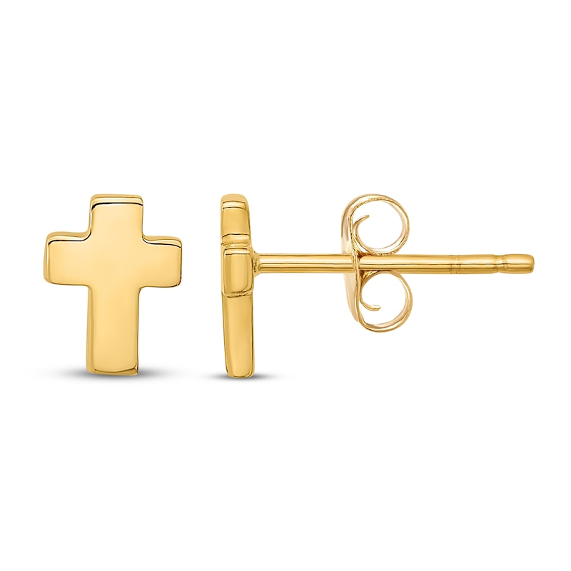 Main Image 1 of Cross Stud Earrings 14K Yellow Gold