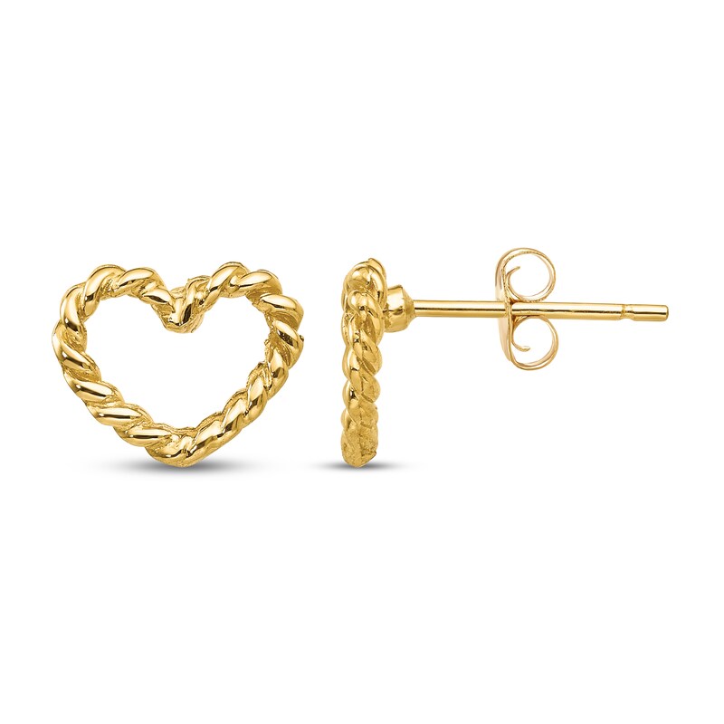Main Image 1 of Heart Stud Earrings 14K Yellow Gold