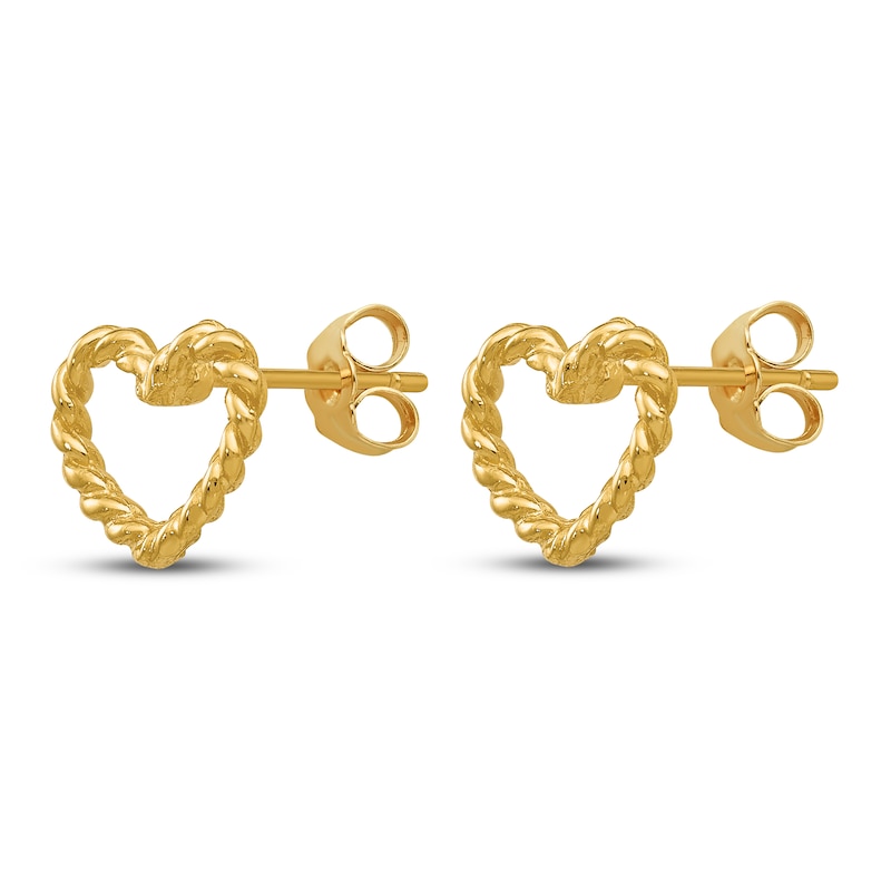 Main Image 2 of Heart Stud Earrings 14K Yellow Gold