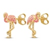 Thumbnail Image 2 of Pink Flamingo Stud Earrings Pink Enamel 14K Yellow Gold