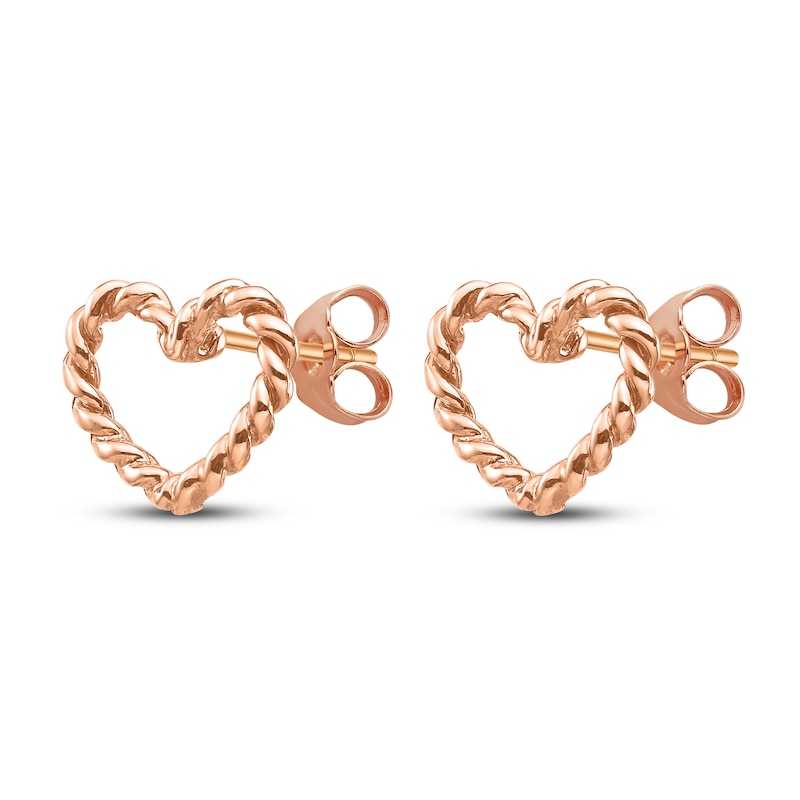 Main Image 2 of Heart Stud Earrings 14K Rose Gold