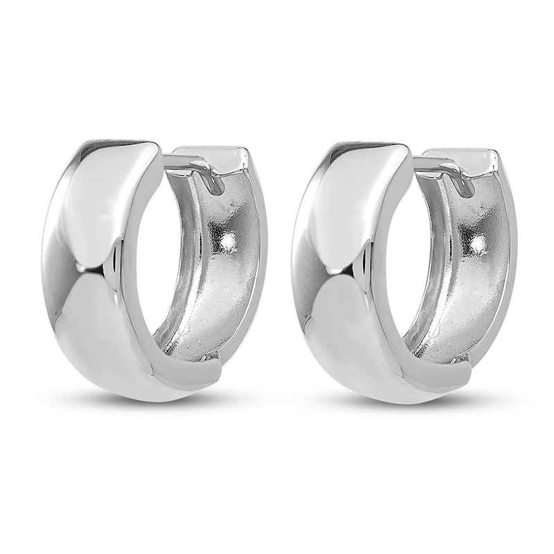 Main Image 2 of Hinged Huggie Hoop Earrings 14K White Gold 15mm