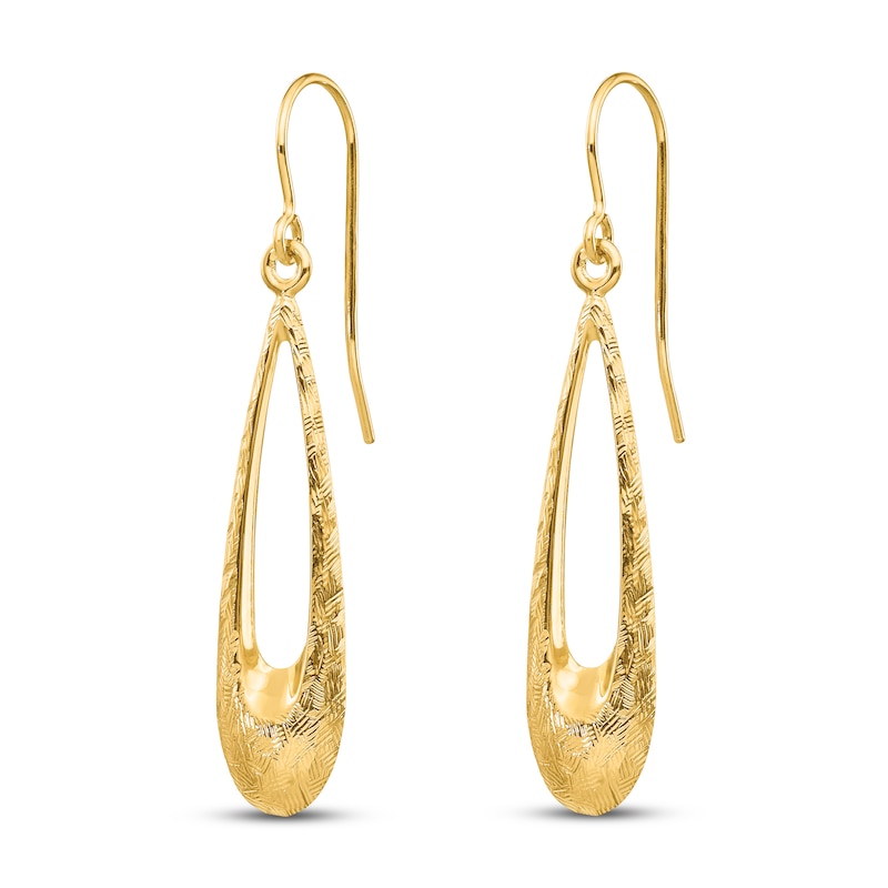Main Image 2 of Textured Teardrop Dangle Earrings 14K Yellow Gold