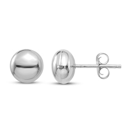 Button Stud Earrings 14K White Gold