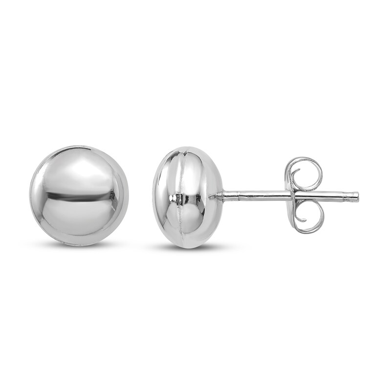 Main Image 1 of Button Stud Earrings 14K White Gold