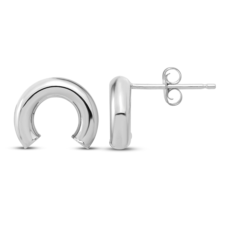 Main Image 1 of Tube Stud Earrings 14K White Gold