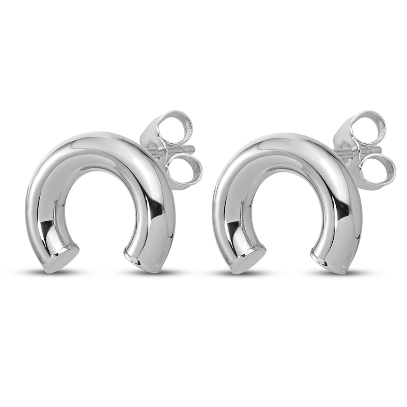 Main Image 2 of Tube Stud Earrings 14K White Gold