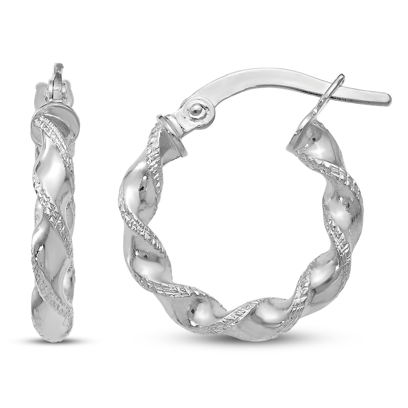 Main Image 1 of Twisted Hoop Earrings 14K White Gold