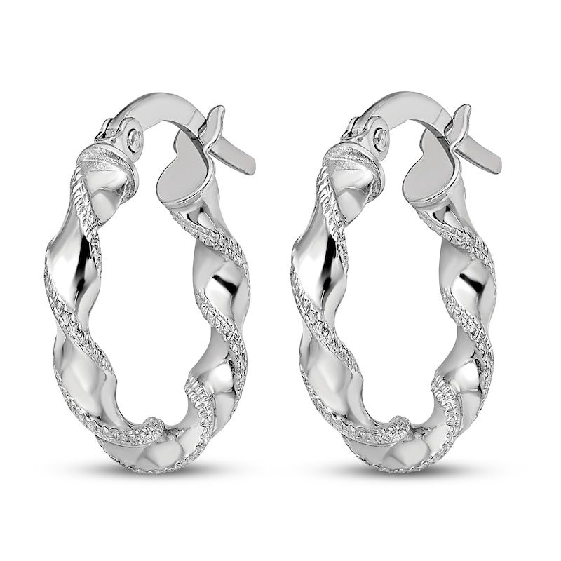 Main Image 2 of Twisted Hoop Earrings 14K White Gold
