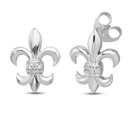 Diamond Fleur de Lis Diamond Accent Earrings 14K White Gold
