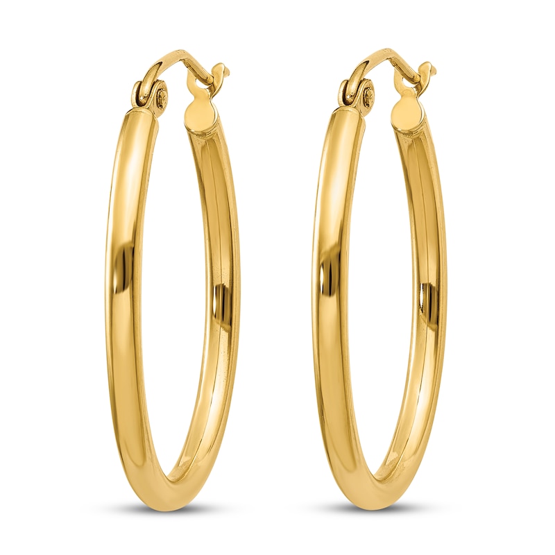 Main Image 2 of Polished Oval Hoop Earrings 14K Yellow Gold