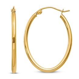 Polished Oval Hoop Earrings 14K Yellow Gold