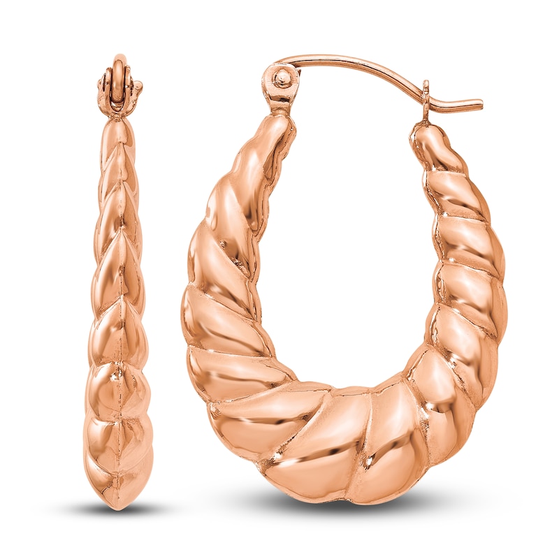 Main Image 2 of Twisted Hoop Earrings 14K Rose Gold 25mm