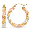 Thumbnail Image 1 of Light Twisted Hoop Earrings 14K Tri-Color Gold