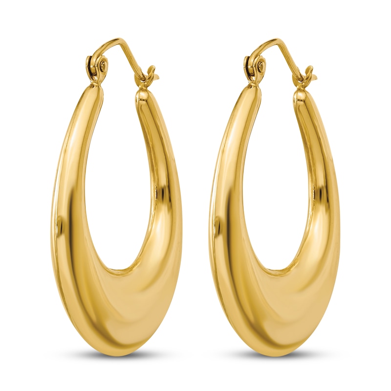 Main Image 2 of Polished Graduated Hoop Earrings 14K Yellow Gold 30mm