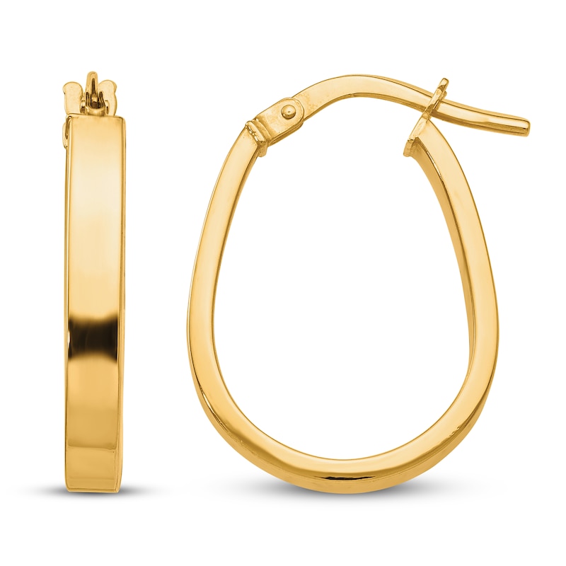 14kt Yellow Gold V Shape Hoop Earrings