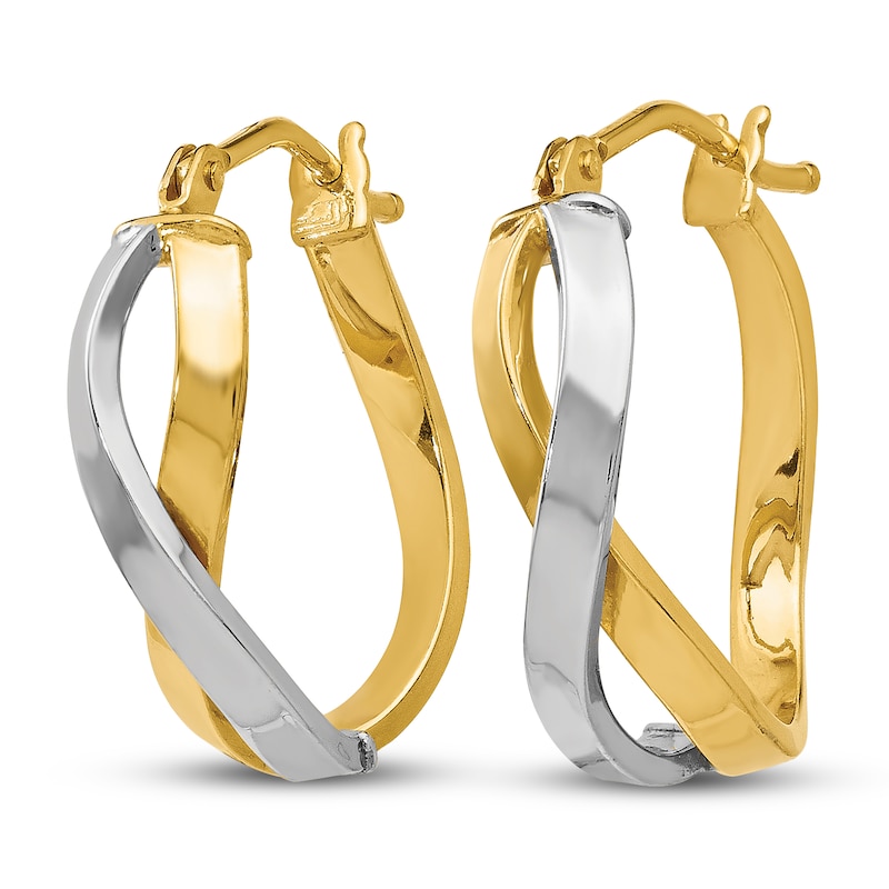 Main Image 2 of Polished Hoop Earrings 14K Two-Tone Gold