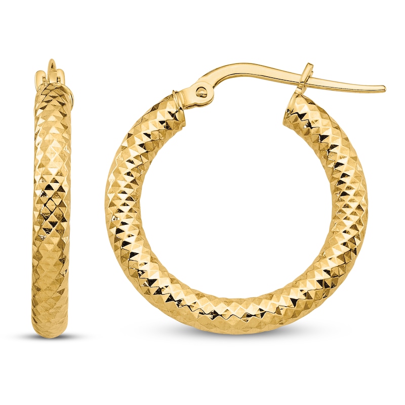 Diamond-Cut Hoop Earrings 14K Yellow Gold