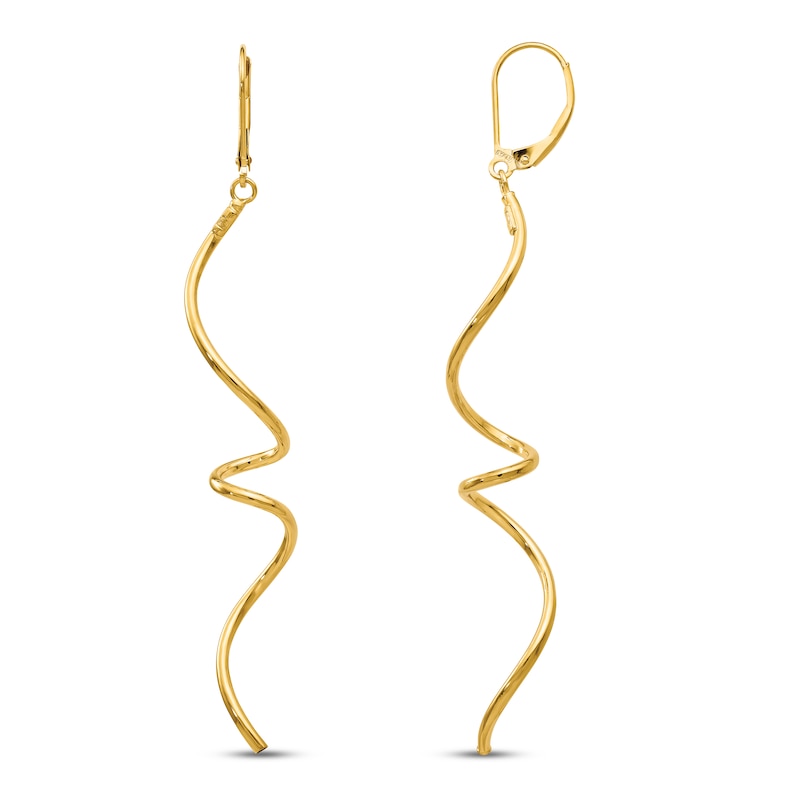 Main Image 1 of Twisted Dangle Earrings 14K Yellow Gold