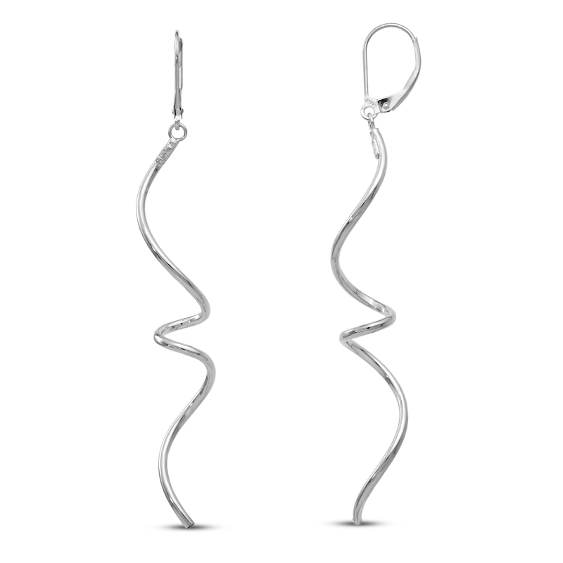 Main Image 1 of Twisted Dangle Earrings 14K White Gold