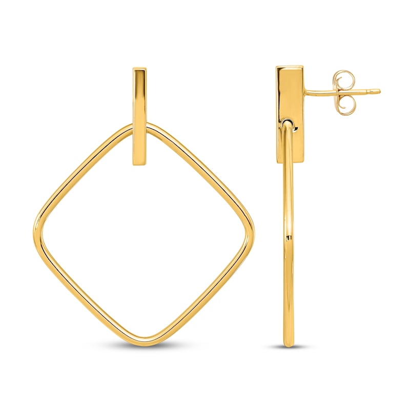 Main Image 1 of Square Post Dangle Earrings 14K Yellow Gold