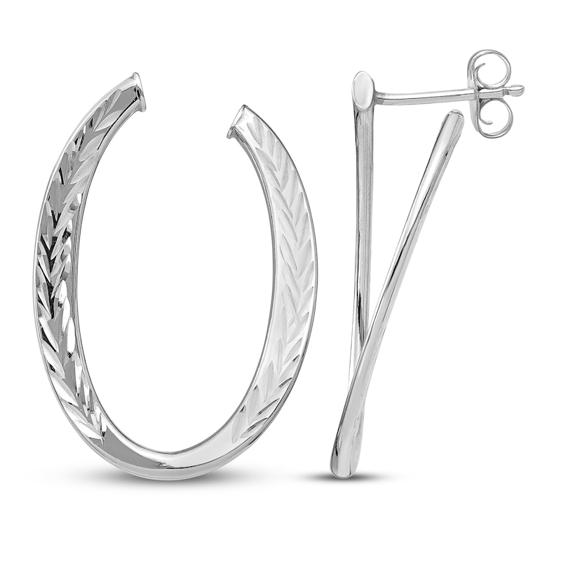 Main Image 1 of Polished Hoop Earrings 14K White Gold