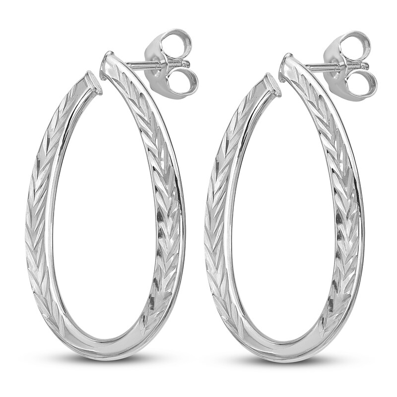 Main Image 2 of Polished Hoop Earrings 14K White Gold