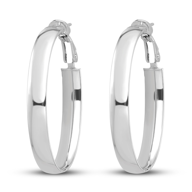 Main Image 2 of Oval Hoop Earrings 14K White Gold 34mm