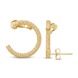 Diamond-Cut Climber Hoop Earrings 14K Yellow Gold
