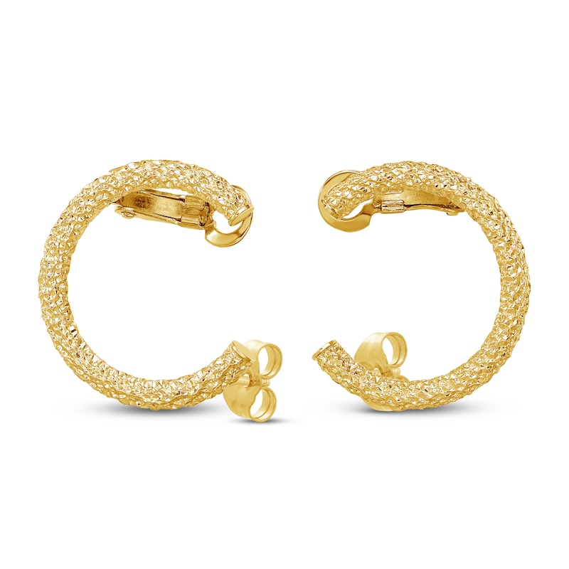 Main Image 2 of Diamond-Cut Climber Hoop Earrings 14K Yellow Gold