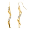 Thumbnail Image 1 of Glitter Infused Spiral Dangle Earrings 14K Yellow Gold