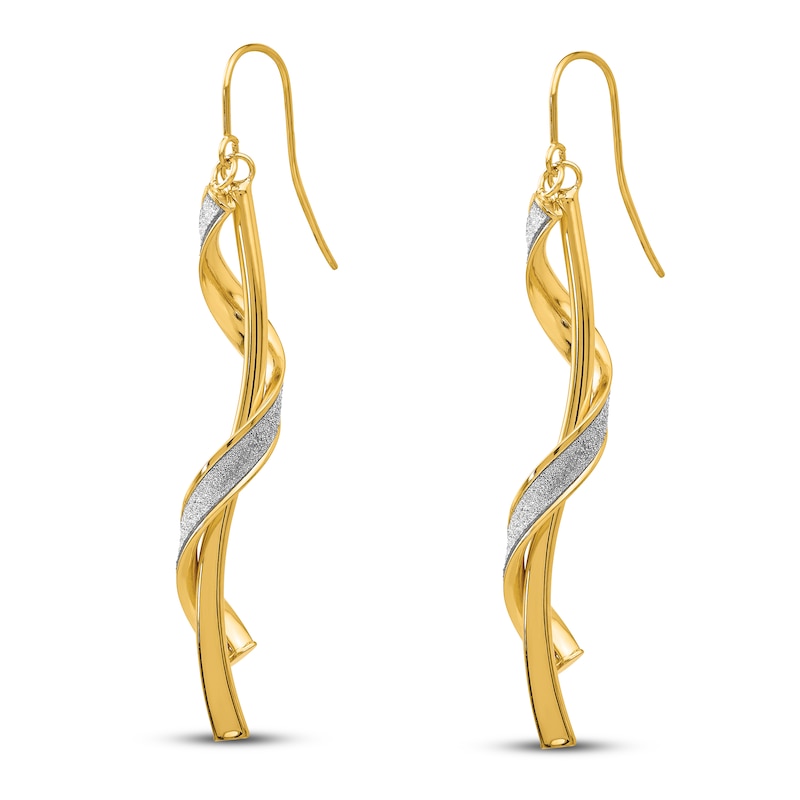 Main Image 2 of Glitter Infused Spiral Dangle Earrings 14K Yellow Gold