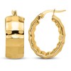 Thumbnail Image 1 of Textured Oval Hoop Earrings 14K Yellow Gold