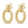 Thumbnail Image 1 of Polished and Textured Post Dangle Earrings 14K Yellow Gold
