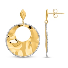 Textured Post Dangle Earrings 14K Two-Tone Gold